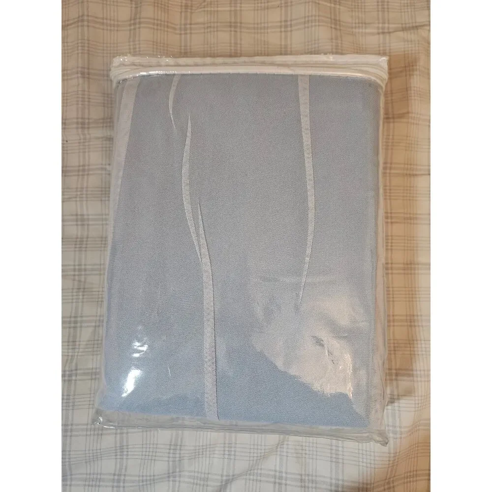 NEW Bujasso Double Layer 80% Blackout Curtains with Sheer Overlay, Sky Blue 84